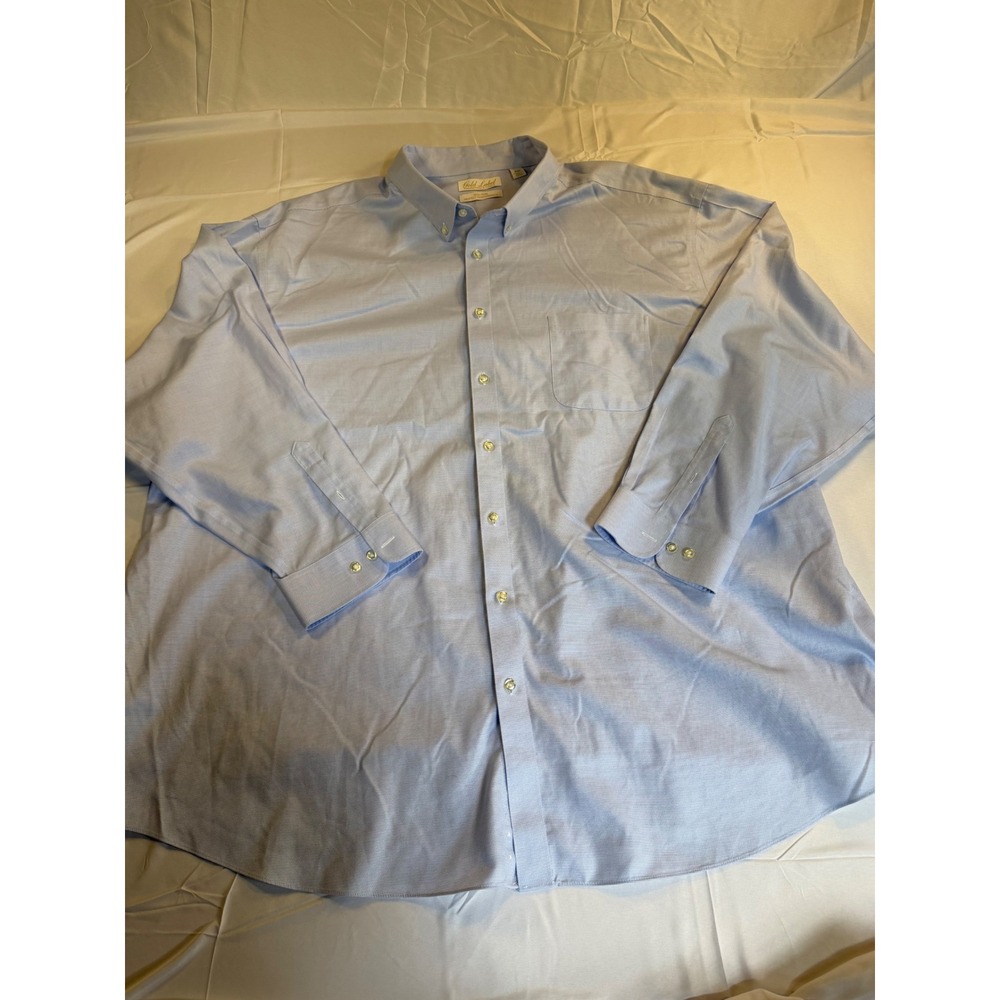 Roundtree & Yorke Gold Label Mens 4XB Light Blue Non-Iron Cotton Dress Shirt